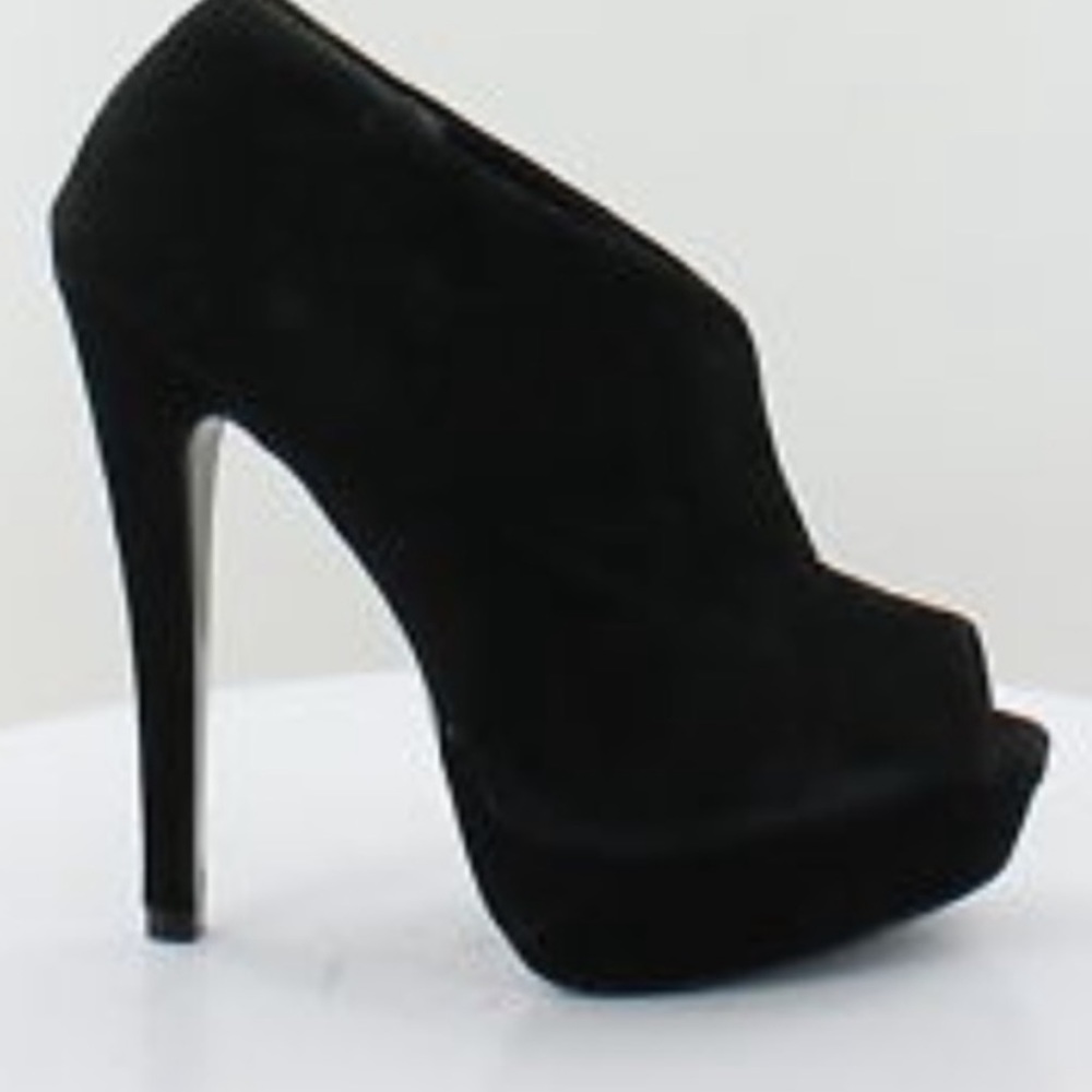 Steve Madden Black Suede Platform High Heel Ankle Boots - Picture 4 of 10